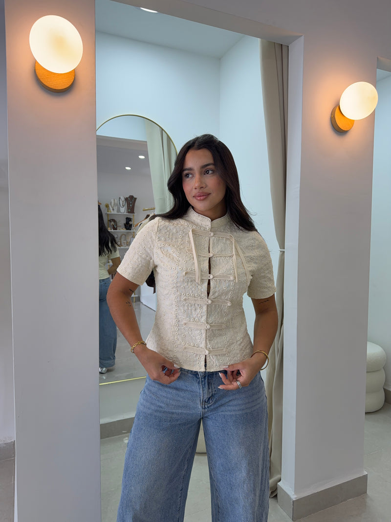Mandarín beige top