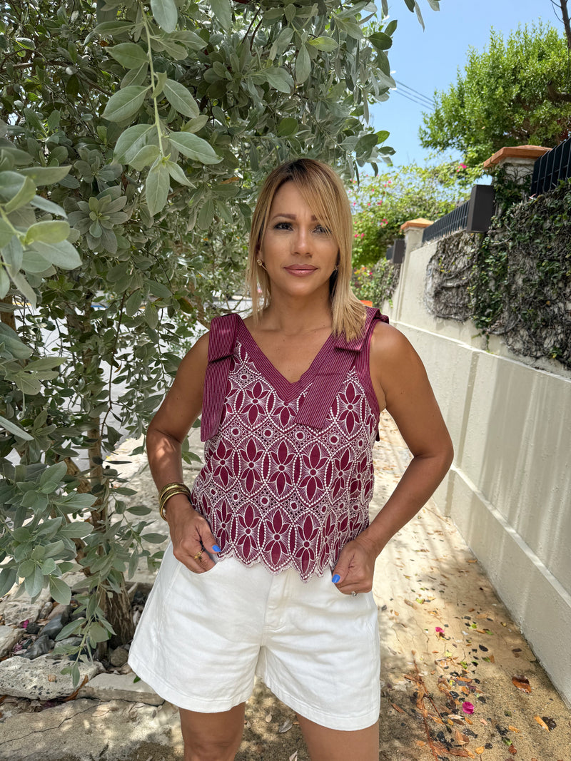 Burgundy top