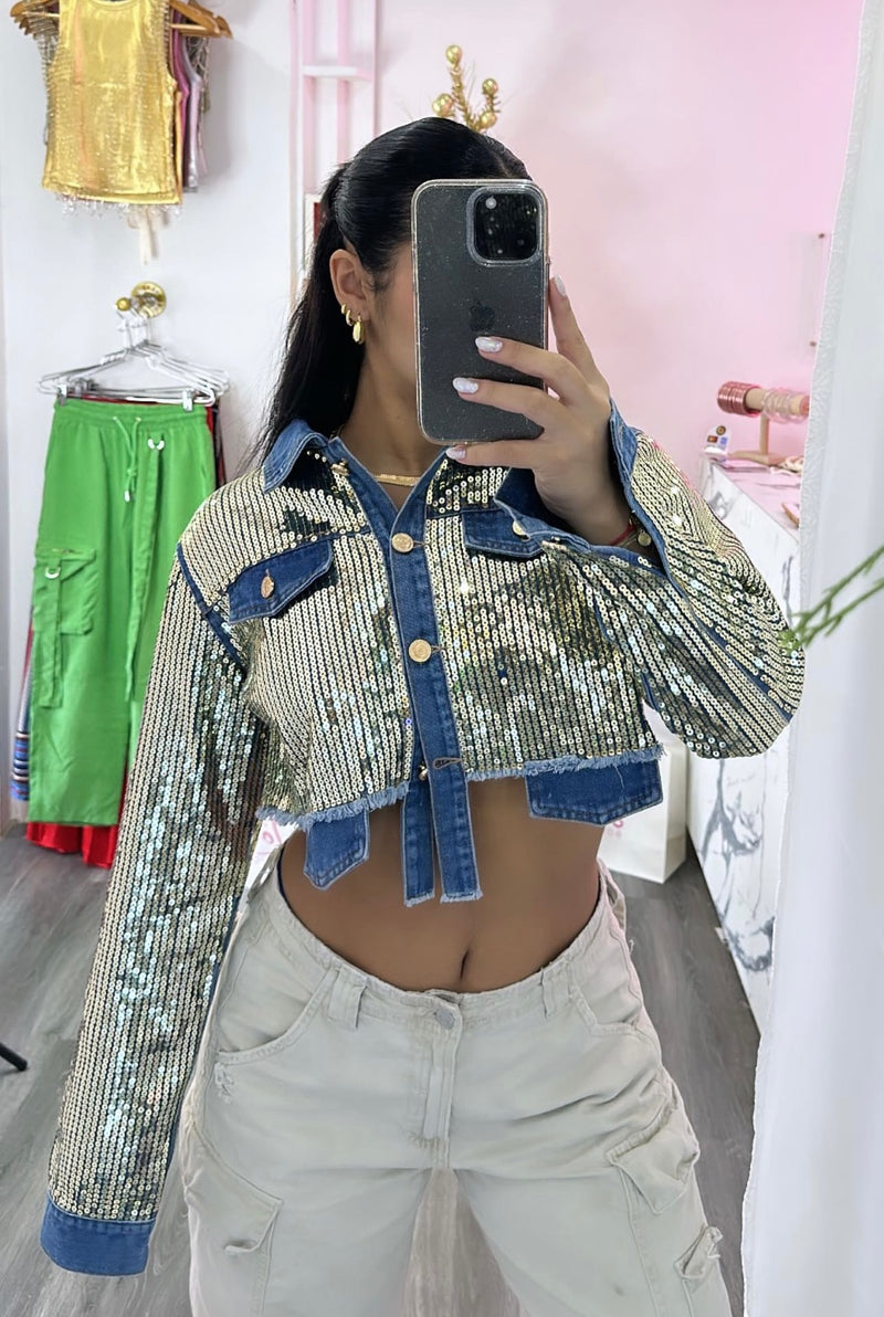 sparkle/denim top