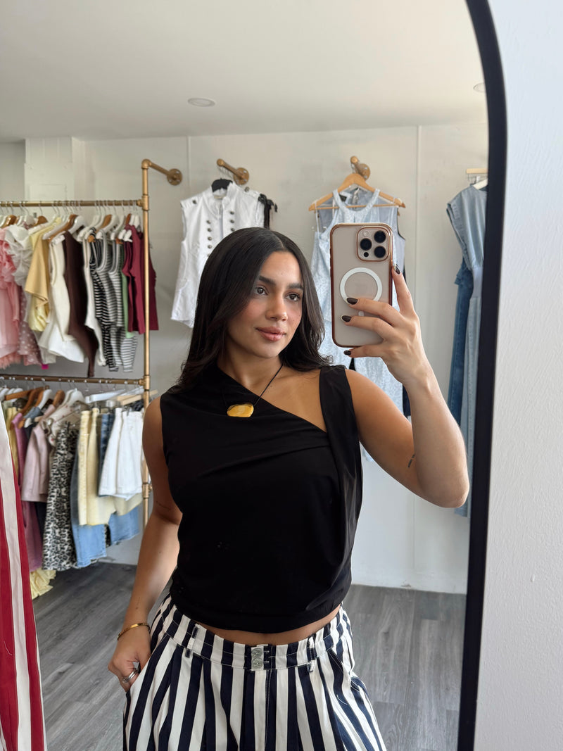 Black draped top