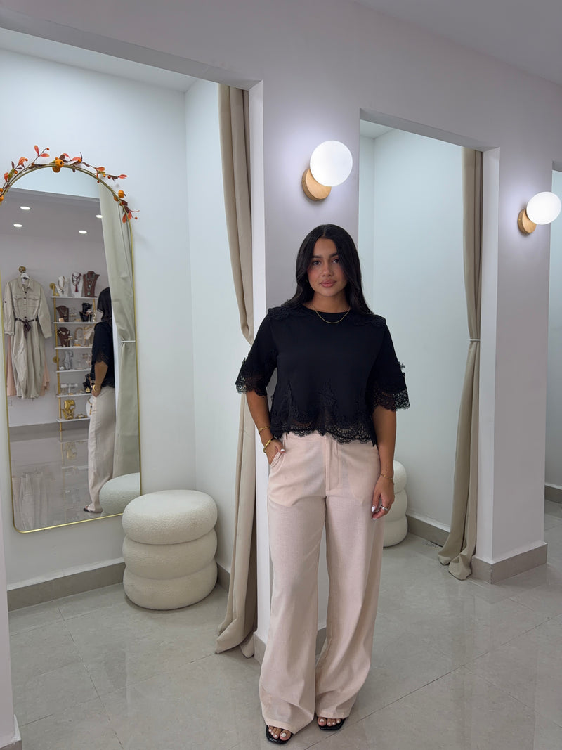 Beige linen pants