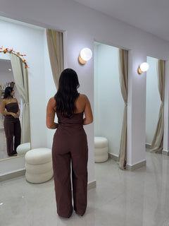 Brown Stripe jumpsuit