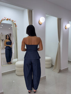 Striped denim set