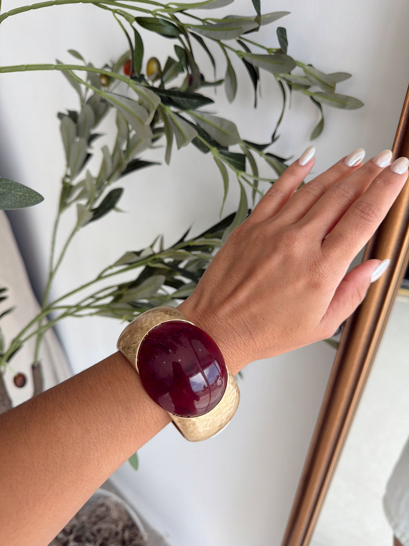 Burgundy Stone Cuff