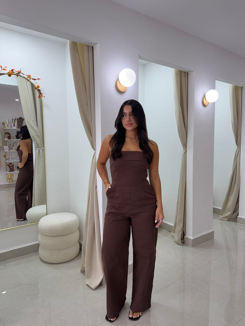 Brown Stripe jumpsuit
