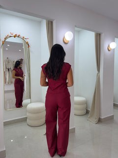 Wine top and pants set