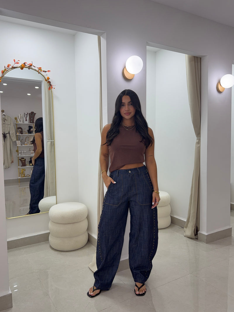 Studs barrel jeans