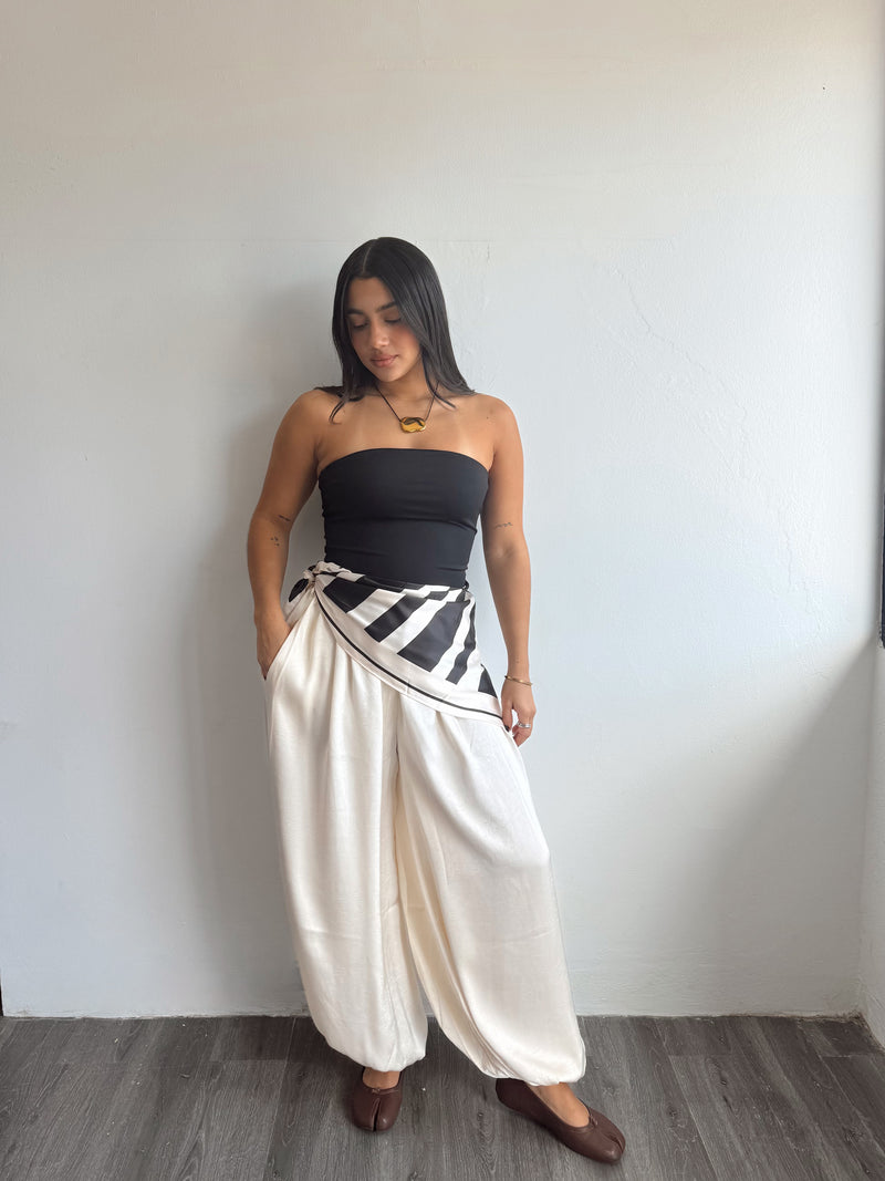 Cream scarf pants