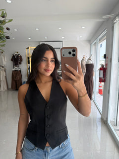 Black lace Vest