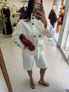 Funnel jacket and shorts set
