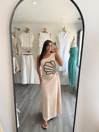Beige detail dress