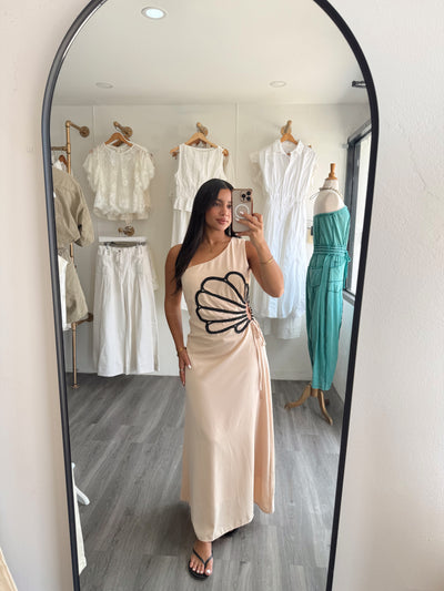 Beige detail dress