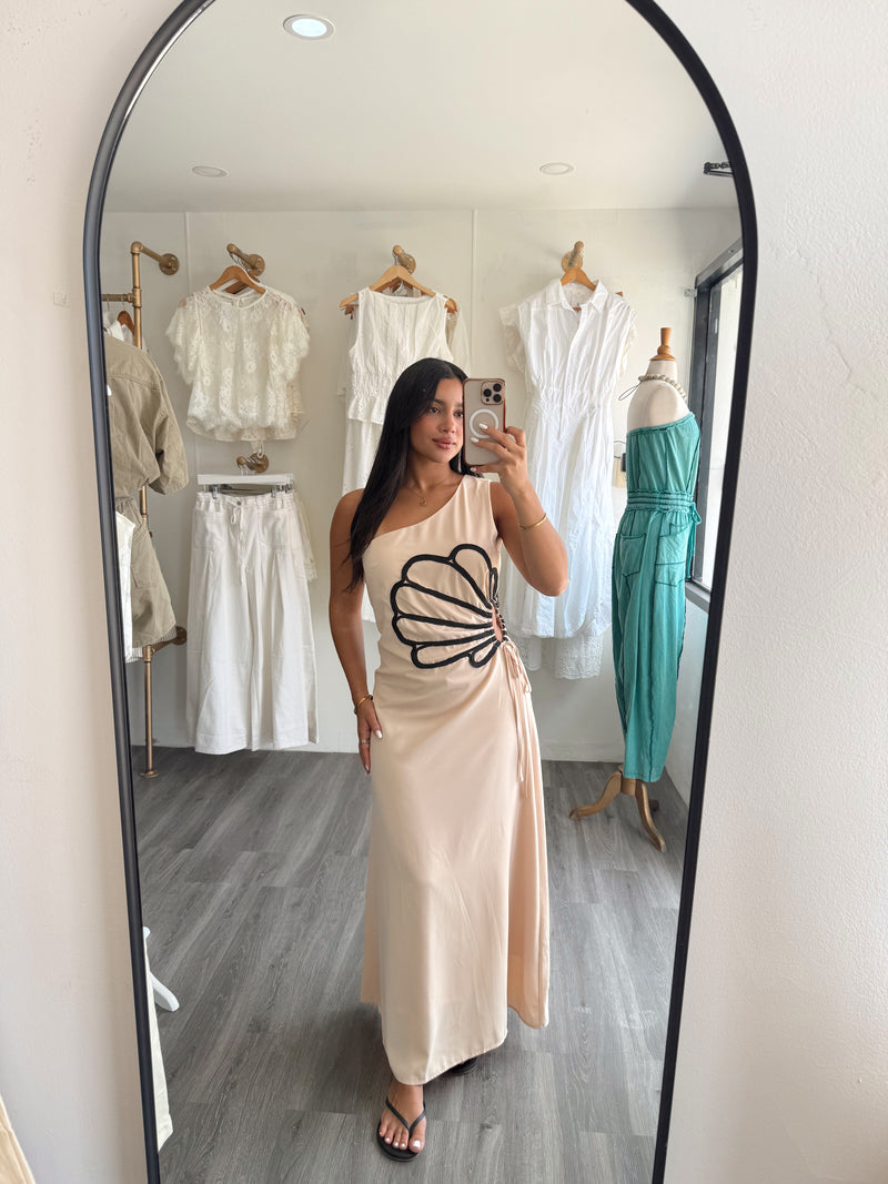 Beige detail dress