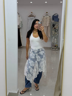 Layered lace midi SKIRT
