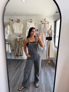 Denim polka dots overall