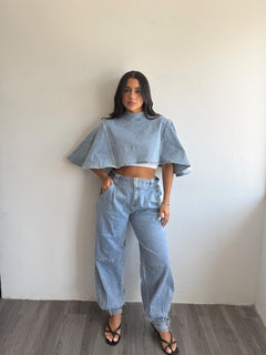 Denim poncho set