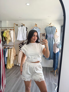 Satin lace shorts