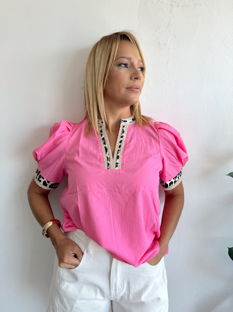 Pink animal print top