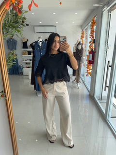 Beige linen pants
