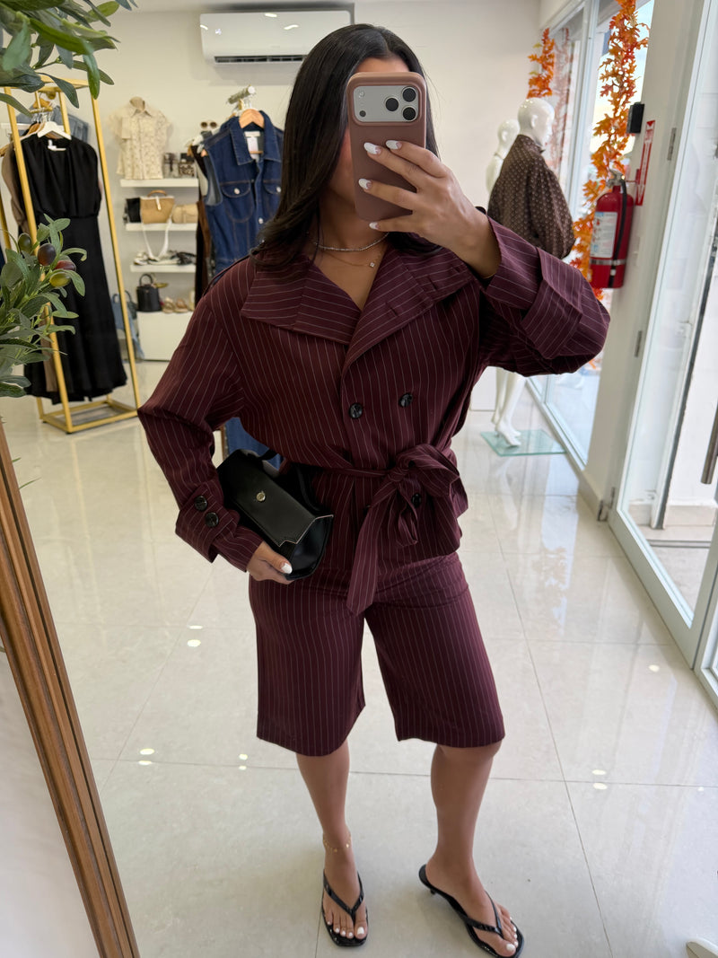 Funnel jacket and shorts set