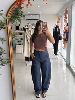 Studs barrel jeans