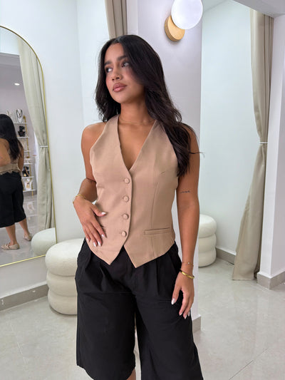 Beige lace vest