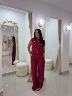 Wine top and pants set