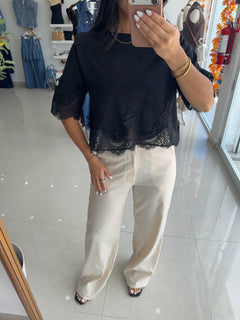 Beige linen pants
