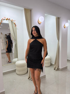Satin mini dress black