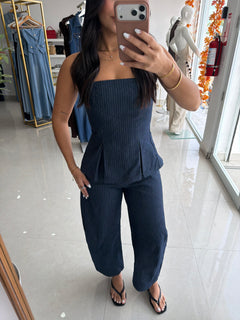 Striped denim set
