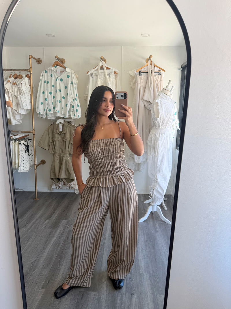 Brown ruffled jumpsuit