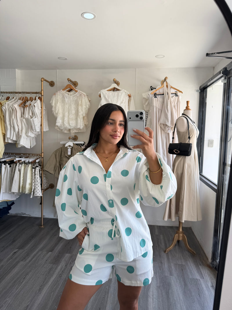 Polka dots turq set