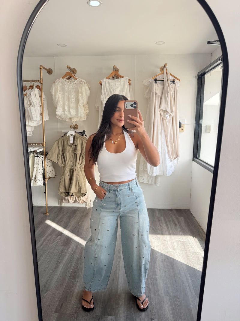 Barrel denim pants