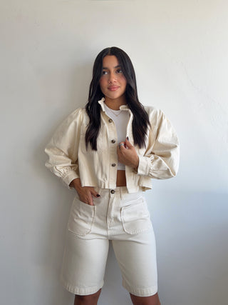 Beige denim set