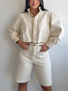 Beige denim set