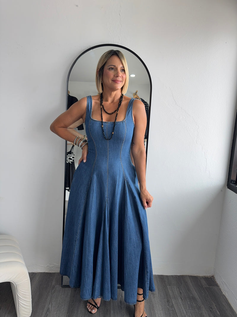Denim midi dress