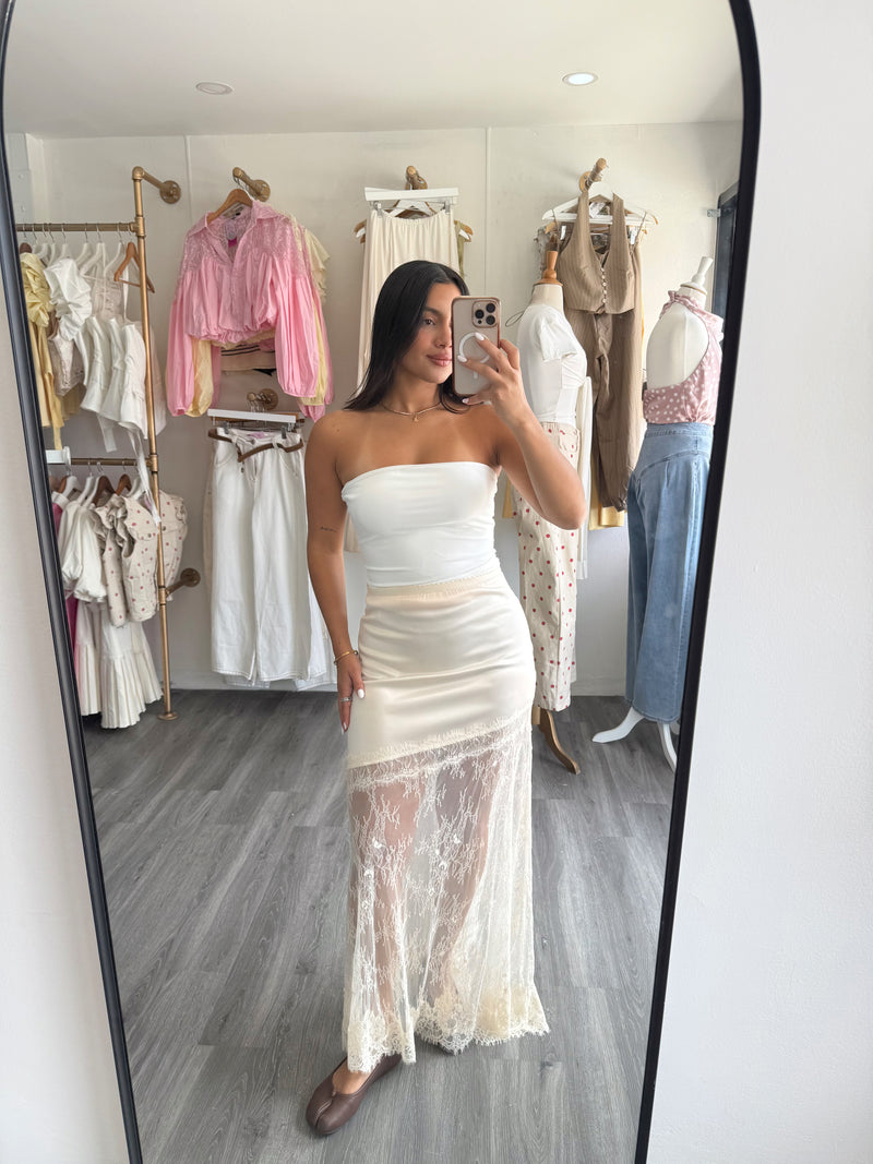 Satin lace skirt
