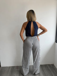 Stripe pant jumpsuit