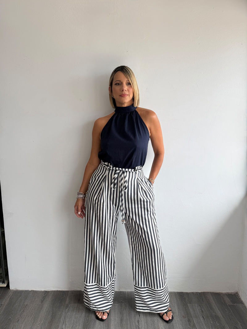 Stripe pant jumpsuit