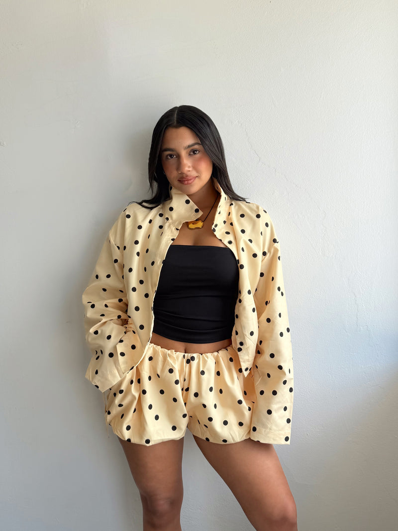 Polka dots jacket and shorts set