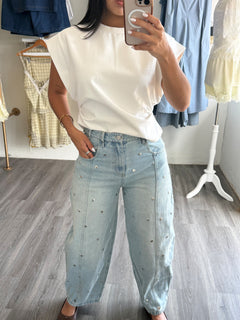 Barrel denim pants