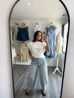 Barrel denim pants