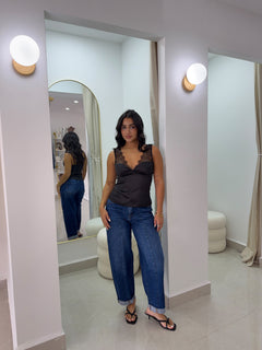Satin lace top