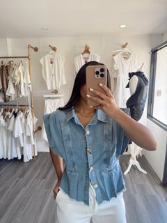 Denim White top